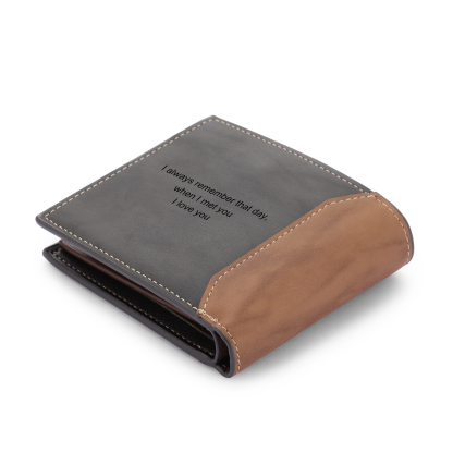 Personalised Leather Wallet Engraved Letter Short Purse Custom Folding Wallet Gifts For Him-Jessemade AU