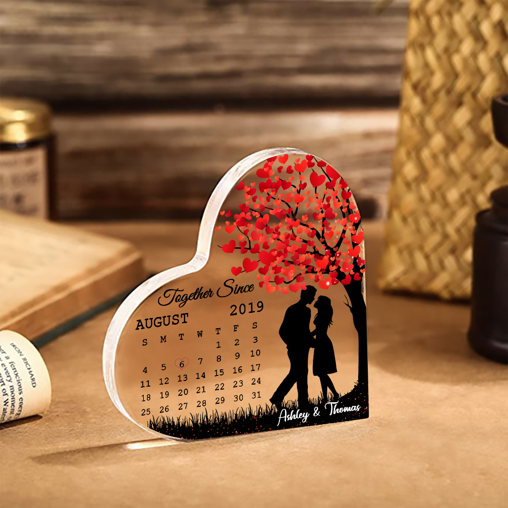 Personalised Couple Acrylic Heart Keepsake Custom 2 Names & Date & Text Ornament Valentine's Day Gift For Him/Her-Jessemade AU