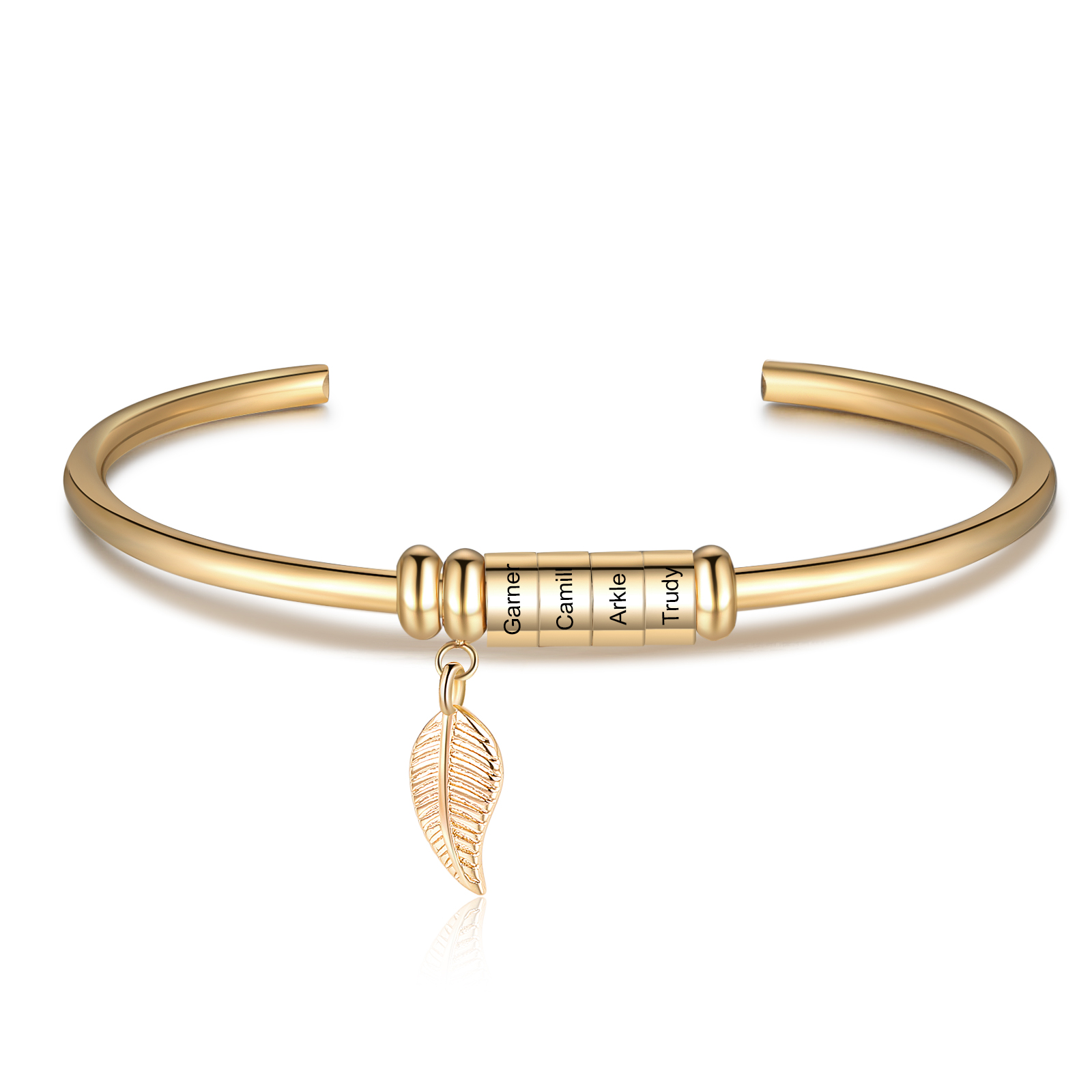 4 Beads Bracelet with a leaf