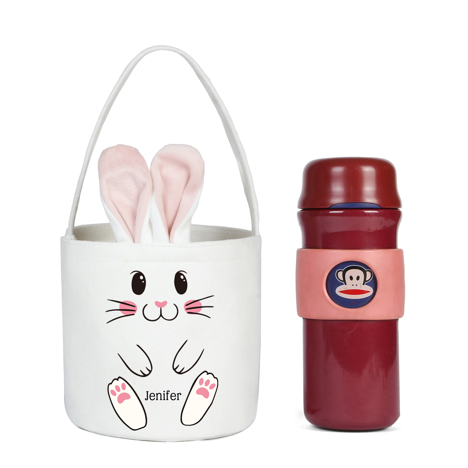 Personalised Bunny Tote Bag Customised With Name Bucket Bag Bunny Basket Easter Gifts-Jessemade AU