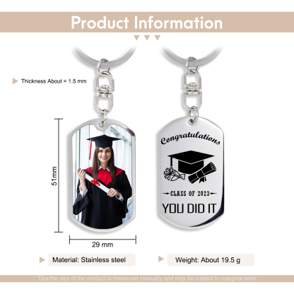 Graduation Keychain Engraved Photo Keychain for Her/Him-Jessemade AU