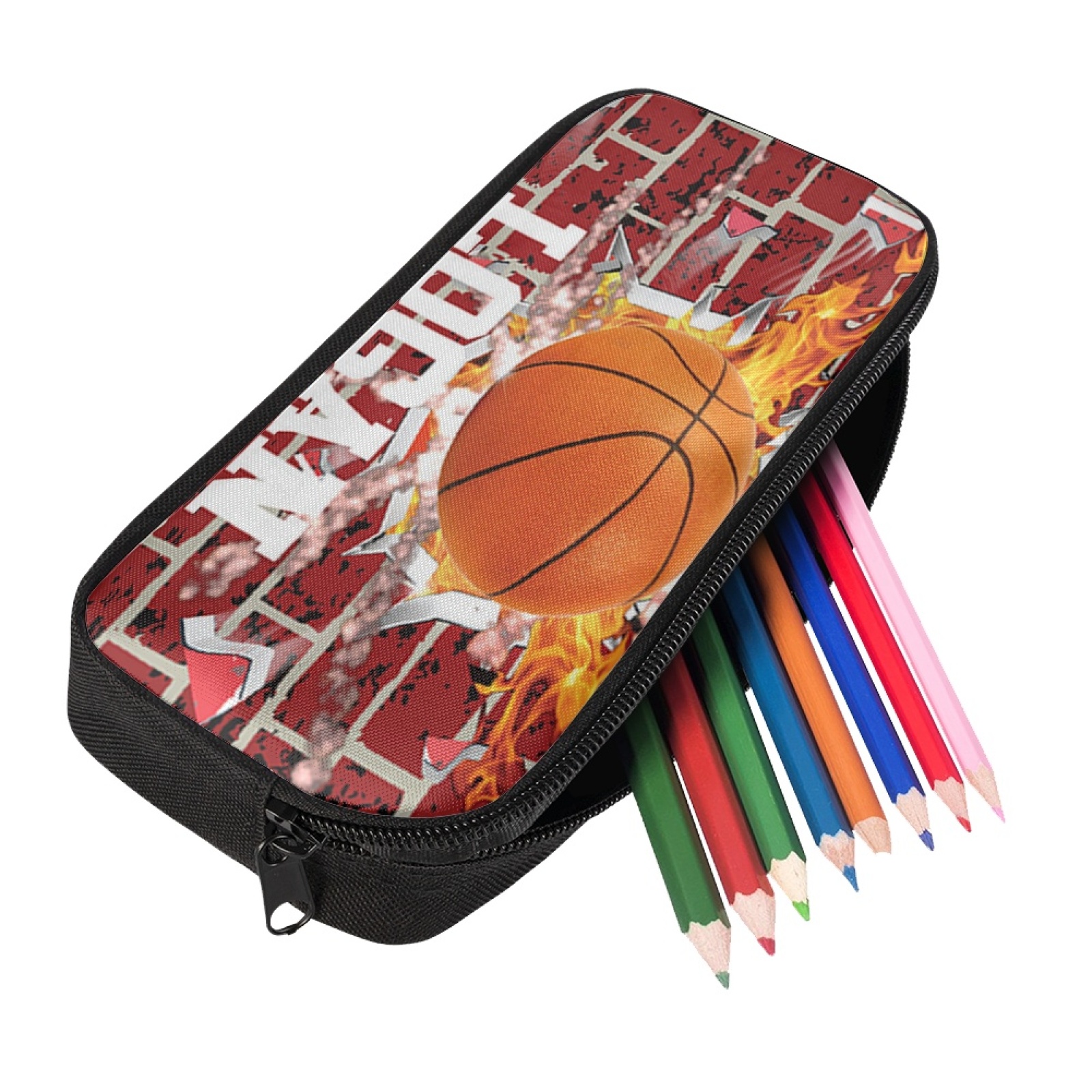 Personalised  Name Pencil Case Basketball Pattern Pen Bag Zipper Back to School Gifts for Student-Jessemade AU
