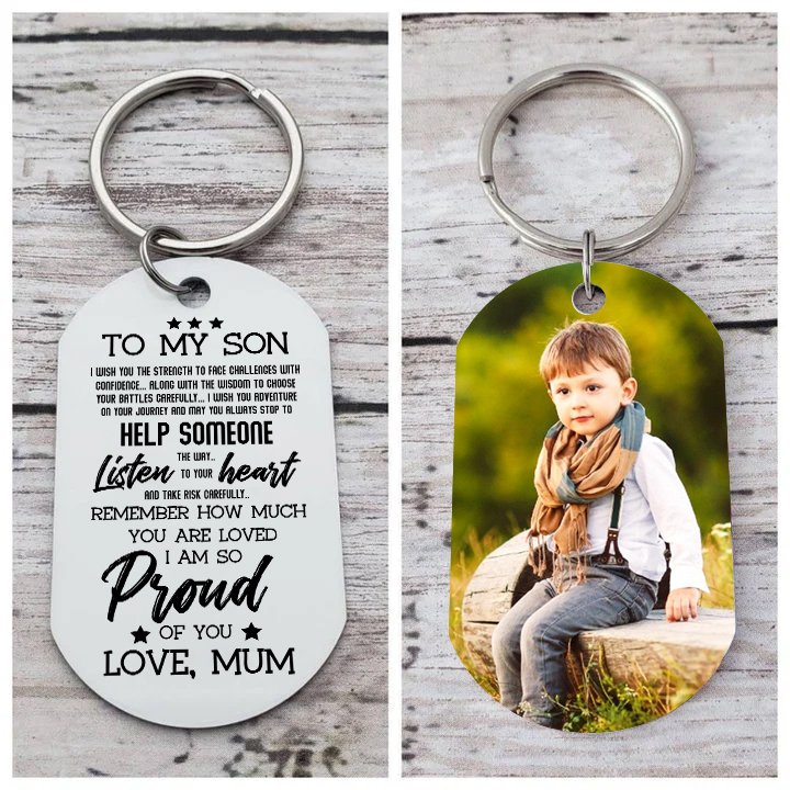 To My Son Keyring Custom Photo Keychain "I Am So Proud Of You" Personalised Gifts For Son-Jessemade AU