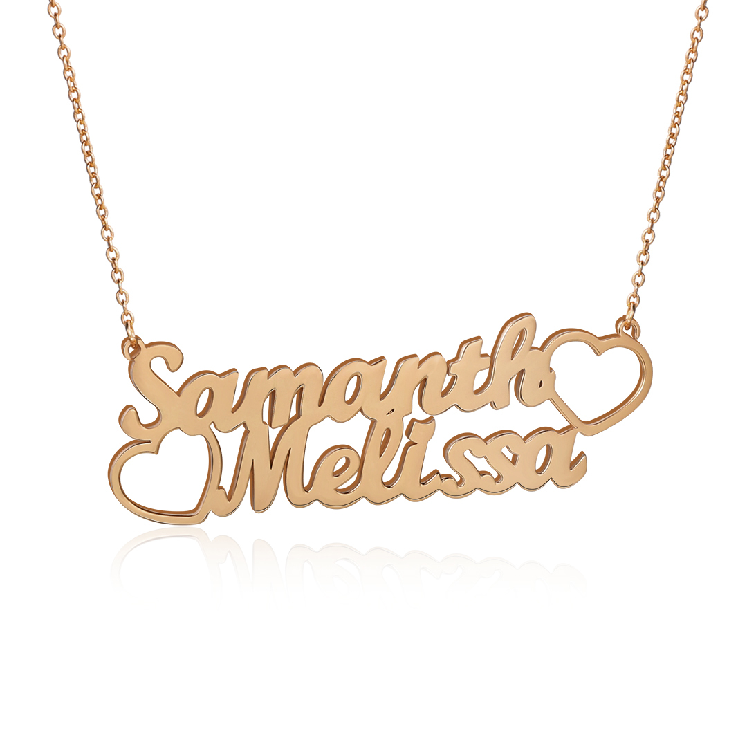 Personalised Heart Necklace Custom 2 Names Necklace Gift For Women-Jessemade AU