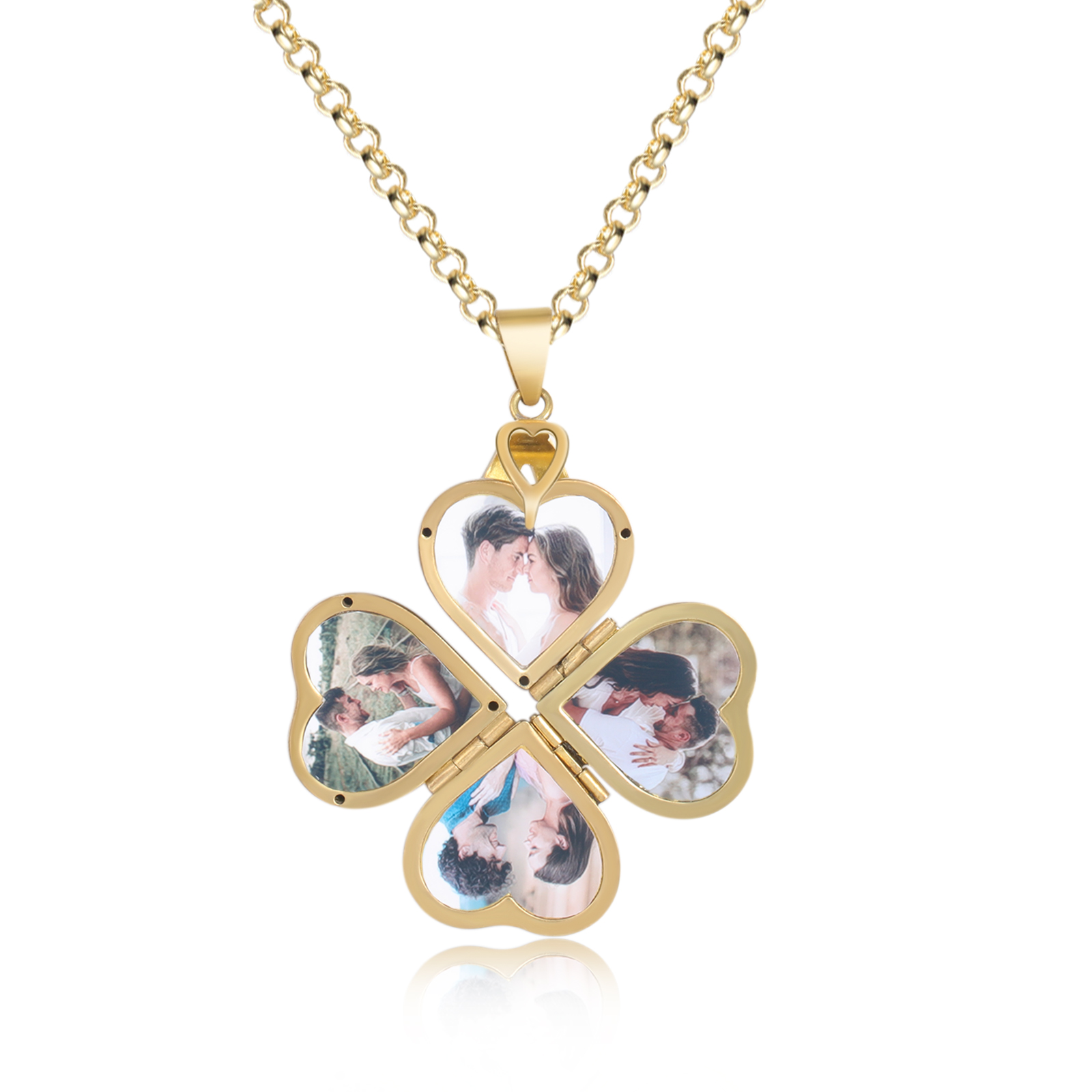 Personalised Heart Photo Locket Necklace Custom 4 Photos Necklace Gifts For Him Her-Jessemade AU