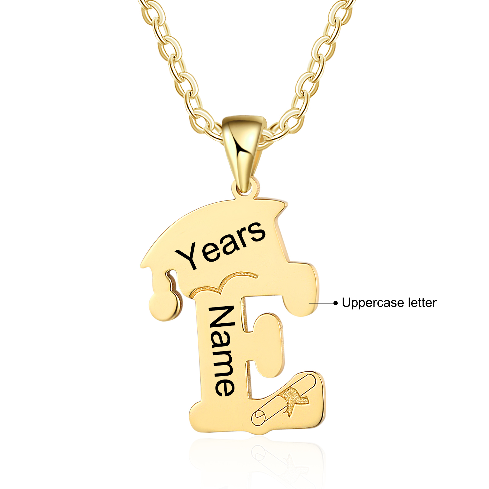 Personalised Letter Necklace with Bachelor Cap & Diploma-Jessemade AU