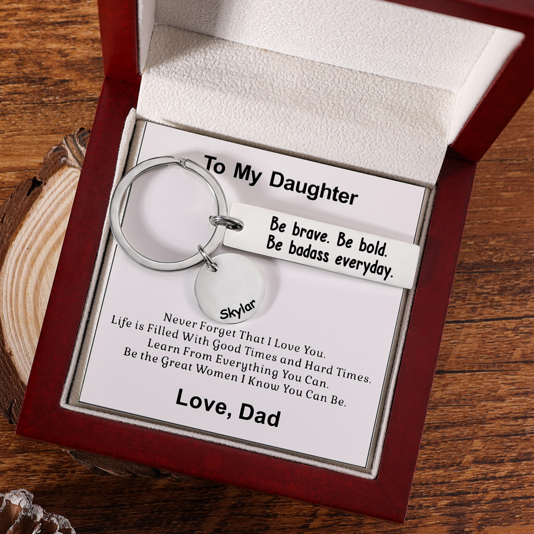 Be Brave Keychain Personalised Name Inspirational Gift "Be Brave. Be Bold. Be Badass Everyday"-Jessemade AU