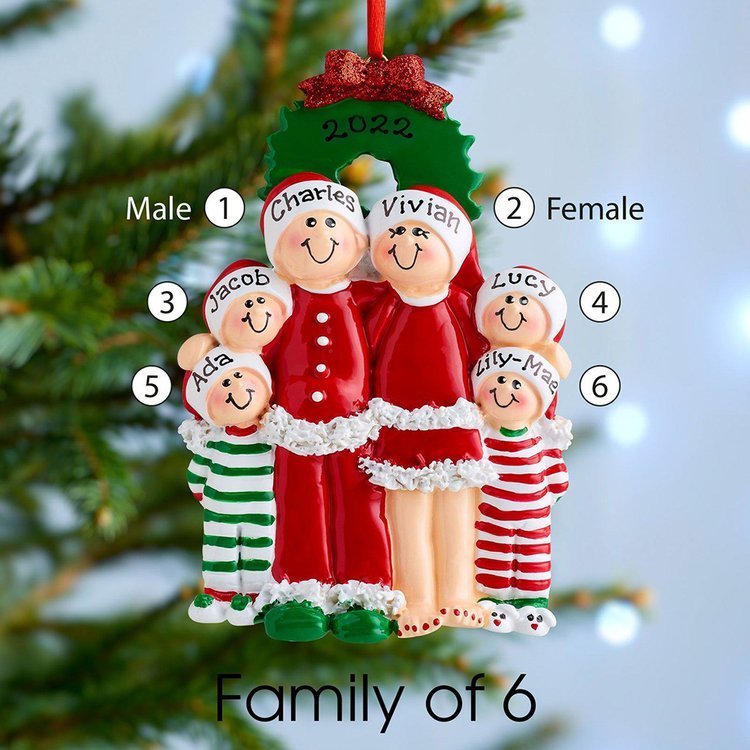 Personalised Family Pajamas Christmas Ornament Custom 3 Names Hanging Ornament Gifts For Family-Jessemade AU