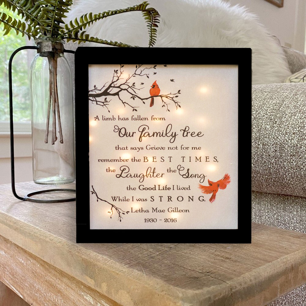 Personalised Cardinal Frame A Limb Has Fallen Lighted Shadow Box Memorial Gifts-Jessemade AU