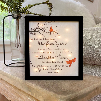 Personalised Cardinal Frame A Limb Has Fallen Lighted Shadow Box Memorial Gifts-Jessemade AU