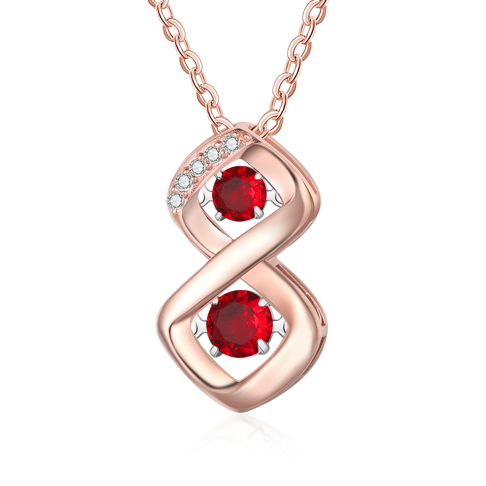 Custom Family Necklace with 2 Birthstones Engraving Names Dancing Stone Necklace-Jessemade AU