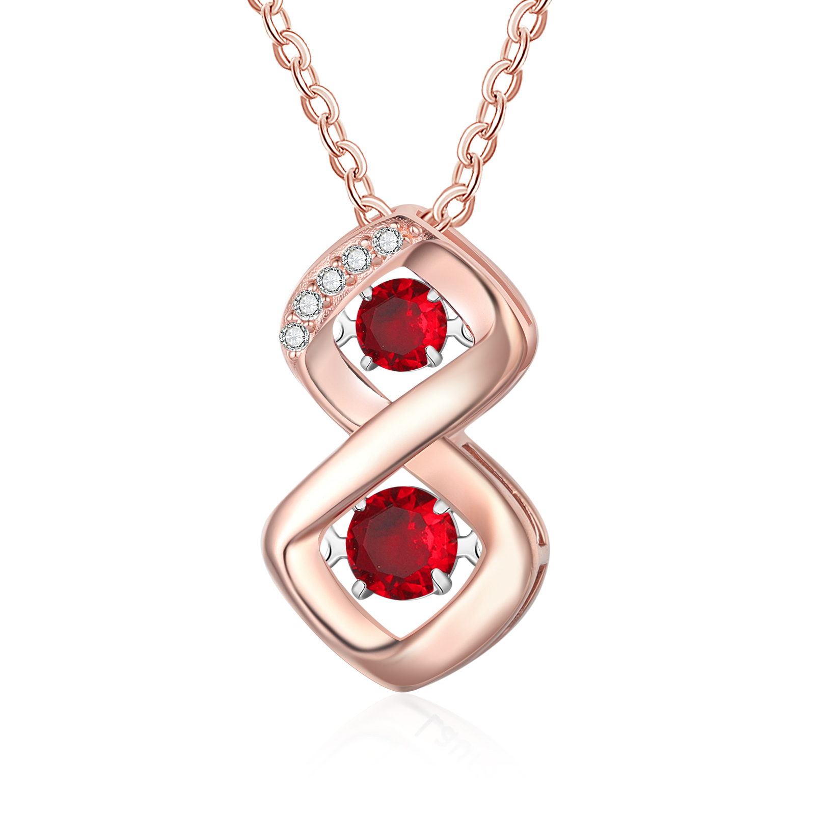 Custom Family Necklace with 2 Birthstones Engraving Names Dancing Stone Necklace-Jessemade AU