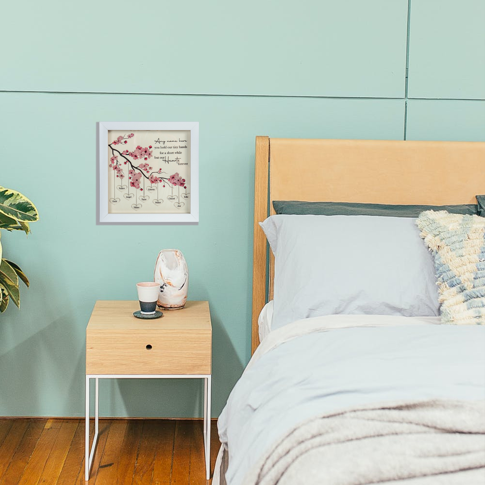 Personalised Flower Family Tree Frame Custom 10 Names LED Night Light-Jessemade AU