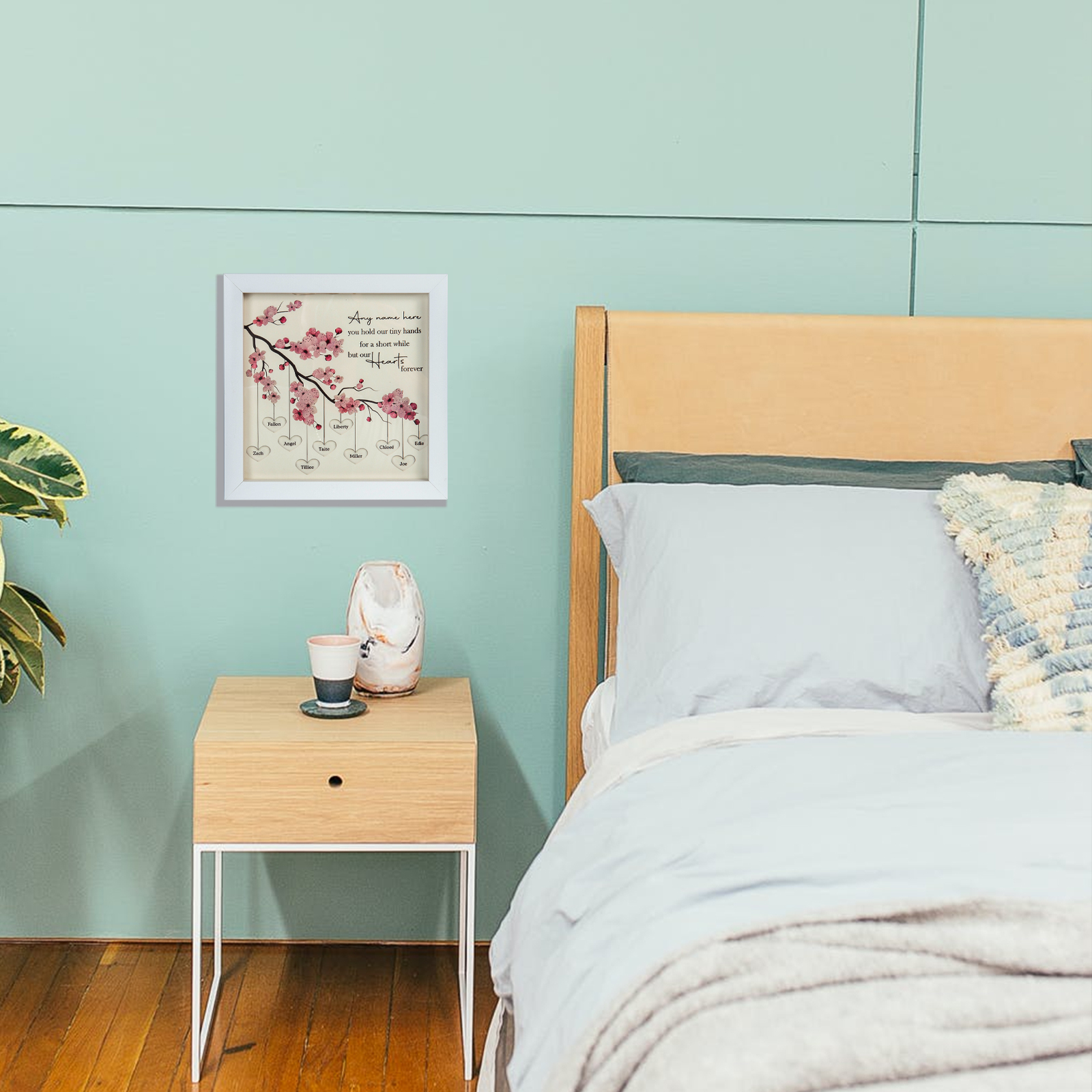 Personalised Flower Family Tree Frame Custom 10 Names LED Night Light-Jessemade AU