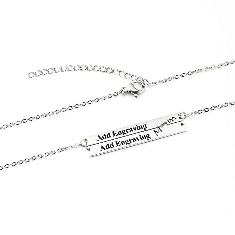 Personalised Horizontal Bar Necklace With Heart-Jessemade AU