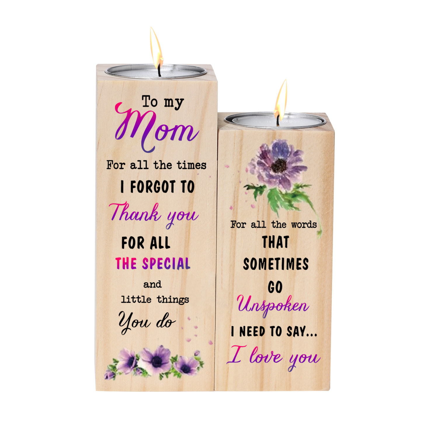 To My Mom/Mum Candle Holder Morning Glory Wooden Candlestick - For All The Times I Forgot To Thank You-Jessemade AU