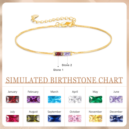 Custom 2 Birthstones Bracelet Gold Adjustable Bracelet Personalised Birthday Gift for Her-Jessemade AU