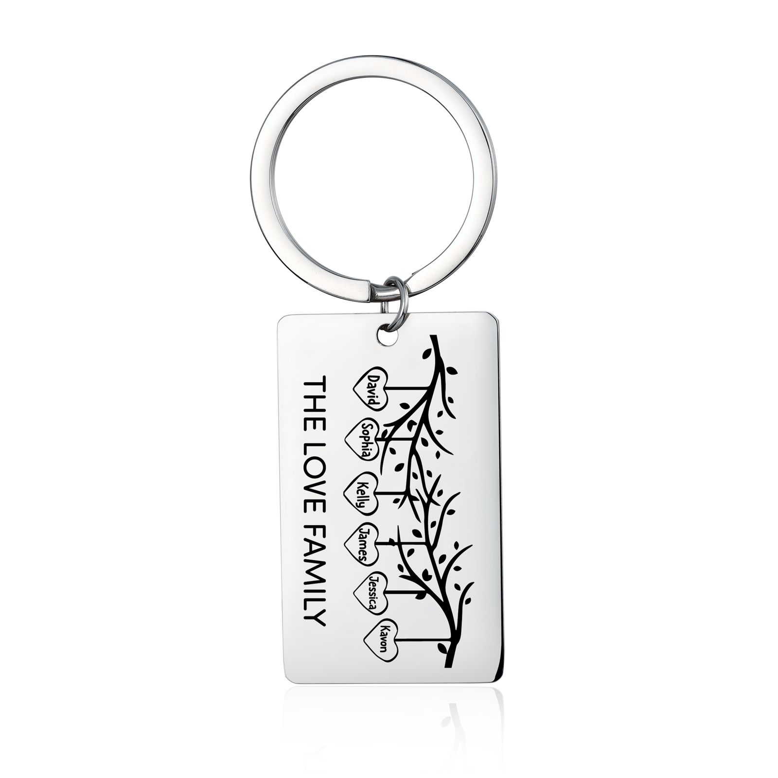 Custom Family Tree Keychain with 6 Names Personalised Dog Tag keyring-Jessemade AU