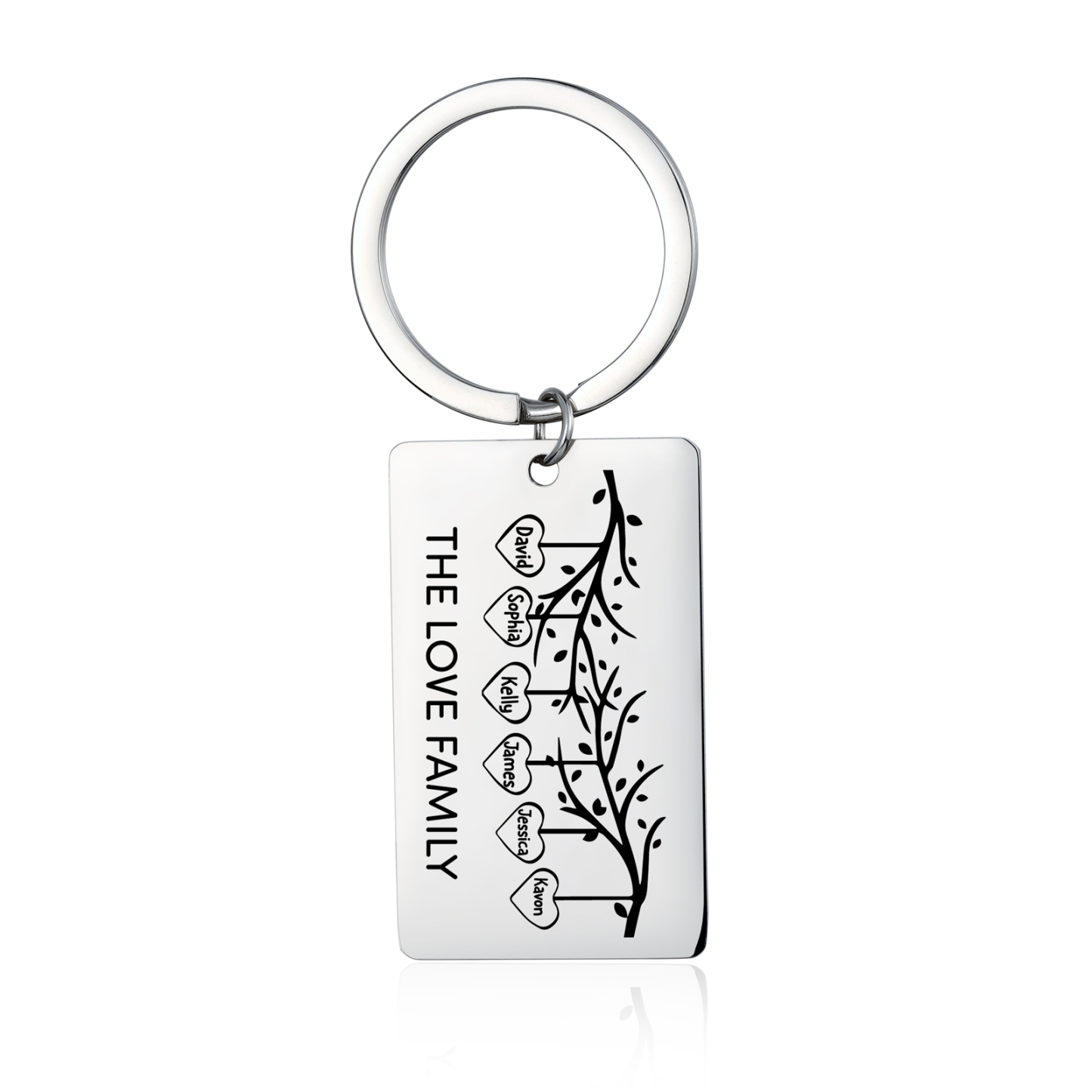 Custom Family Tree Keychain with 6 Names Personalised Dog Tag keyring-Jessemade AU
