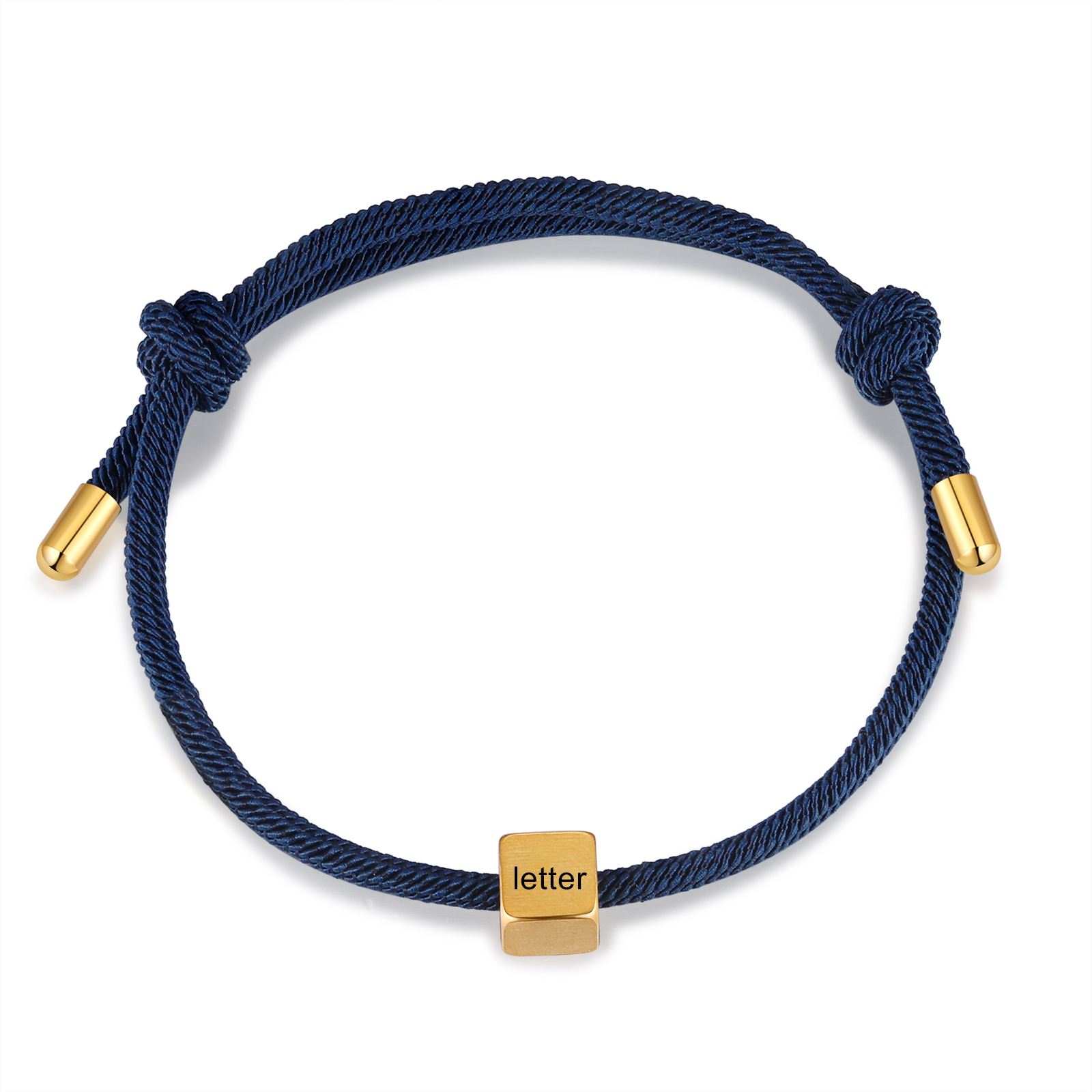 Dark Blue Couple's Bracelet Custom Letter Engraved Beads Stainless Steel Bracelet Personalised Gift for Him/Her-Jessemade AU