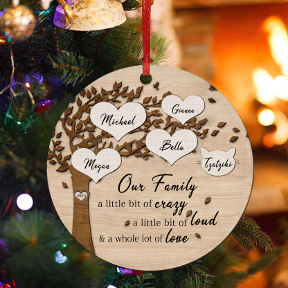 5 Names - Personalised Christmas Tree Ornaments Tree of Life Pendant with Name Wooden Gifts for Family and Friends-Jessemade AU