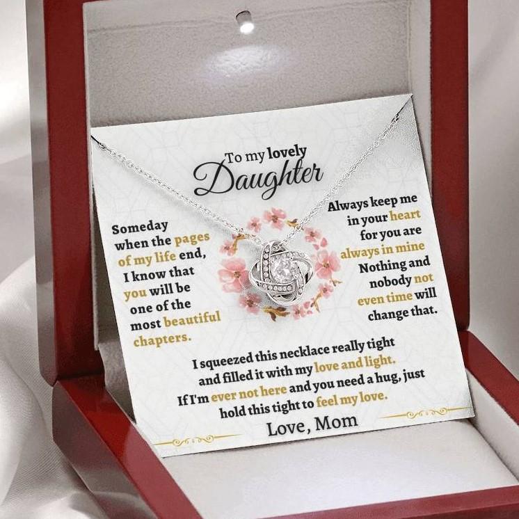 To My Daughter Love Knot Necklace "Never forget that I love you“ Inspirational Gifts for Daughter-Jessemade AU