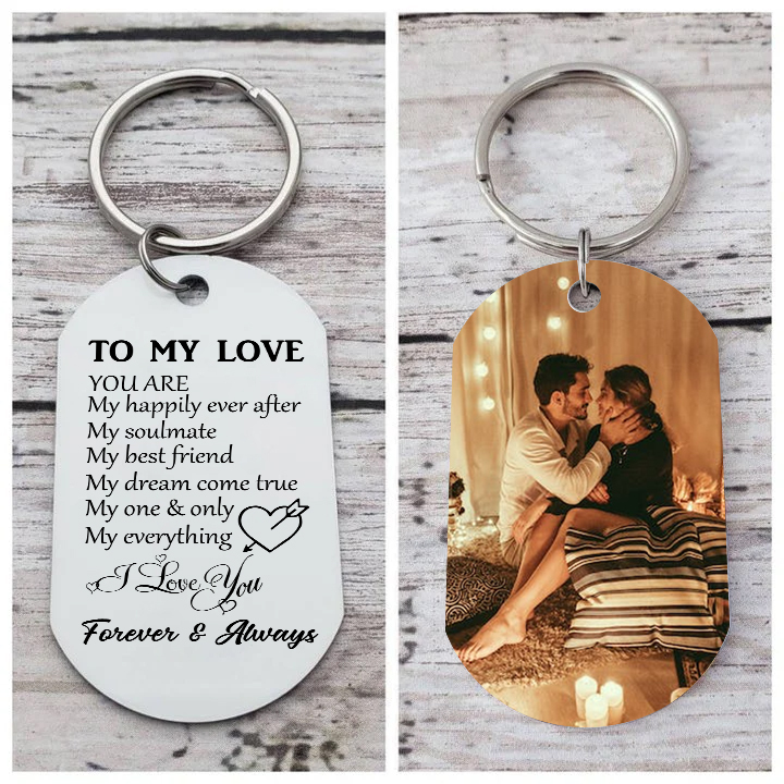 To My Love/Man Couple Keychain Customised Photo Stainless Steel Keyring Valentine's Day Gift for Couples-Jessemade AU