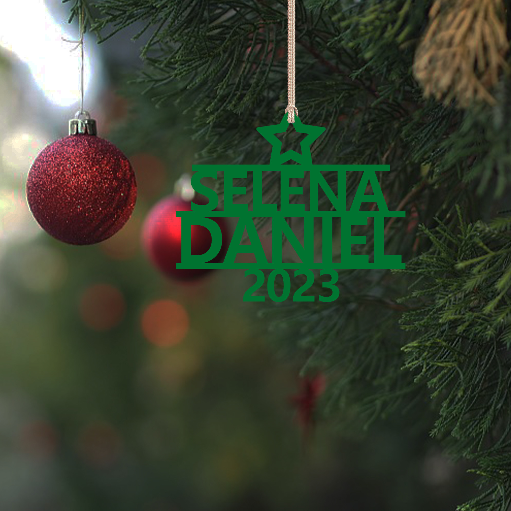 2 Names - Personalised Christmas Tree Ornaments Customised Name Xmas Wooden Decor Gifts for Family Friends-Jessemade AU