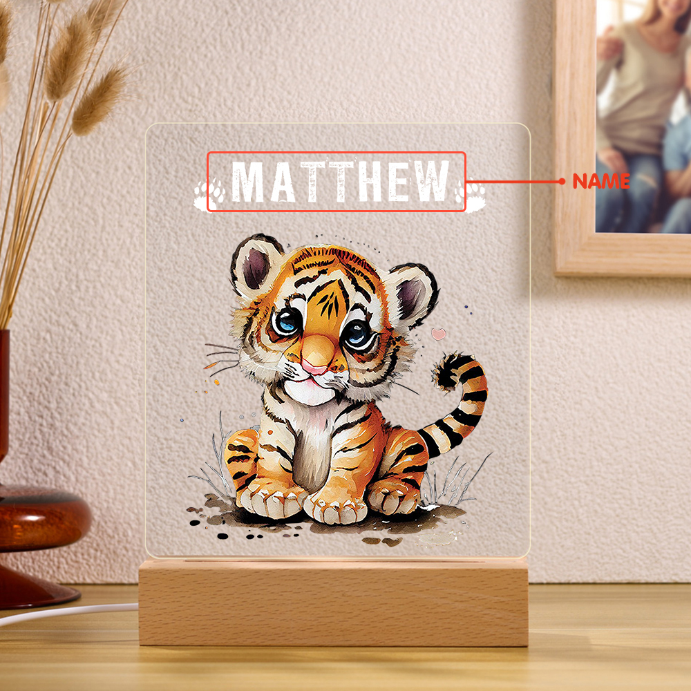 Baby Tiger Personalised LED Night Light Custom Name Night Lamp Nursery Home Decor Gifts For Baby-Jessemade AU