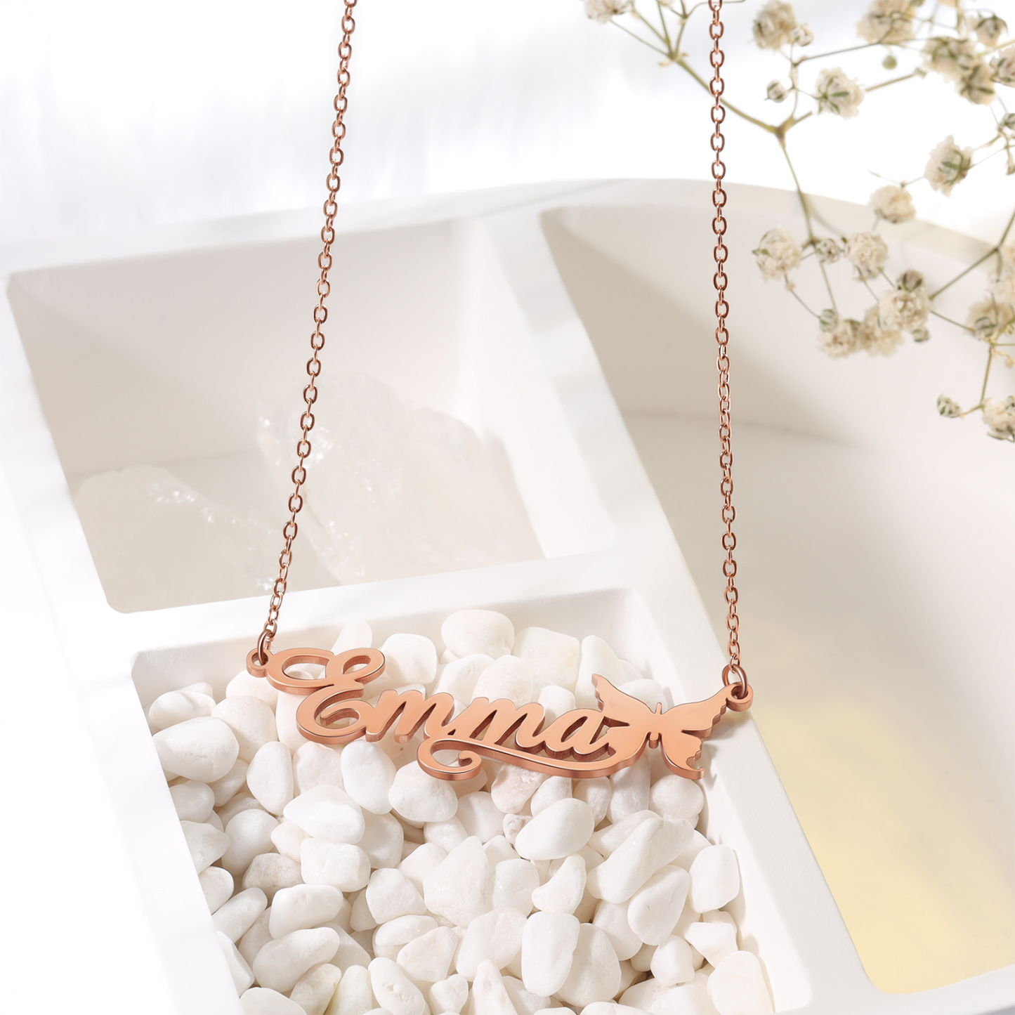 Butterfly Name Necklace Personalised One Name Necklaces Gift for Children-Jessemade AU