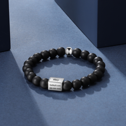 Personalised Round Beads Bracelet Custom Names Men's Bracelet Gifts For Him-Jessemade AU