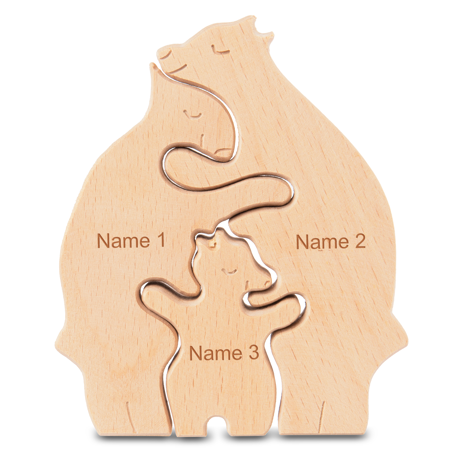 Personalised Wooden Animal Puzzle Custom 3 Names Puzzle Whale Bear Rabbit Hug Ornament Gifts for Family-Jessemade AU