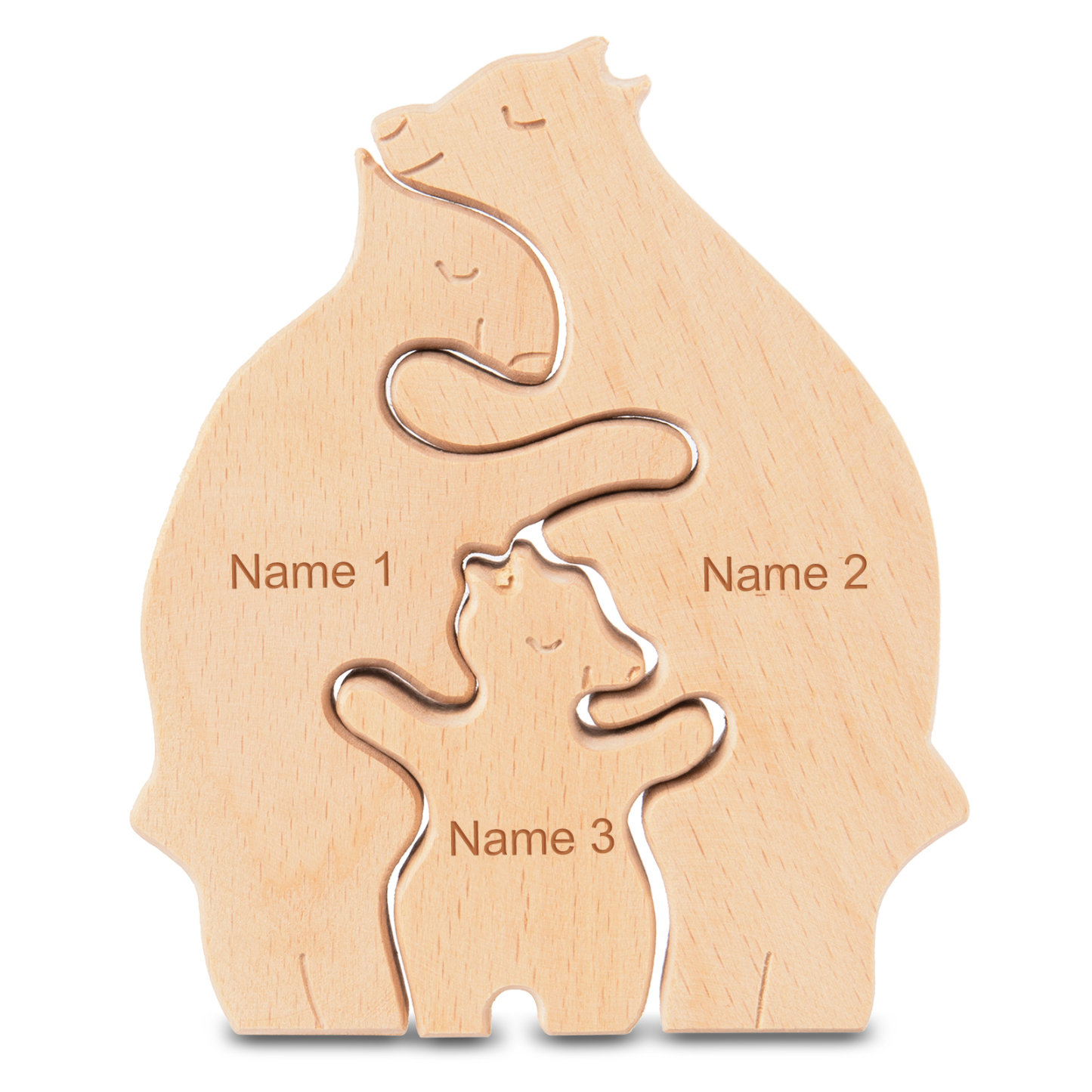 Personalised Wooden Animal Puzzle Custom 3 Names Puzzle Whale Bear Rabbit Hug Ornament Gifts for Family-Jessemade AU