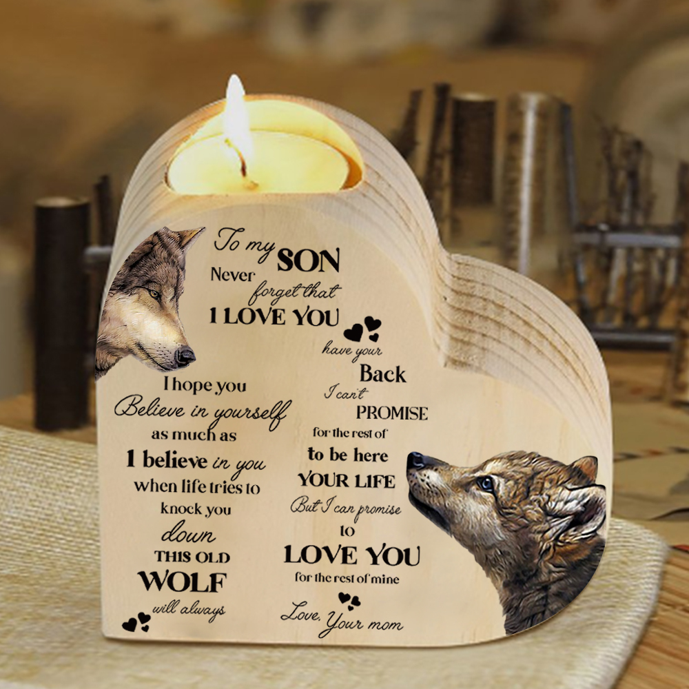 To My Son Wooden Heart Candle Holder "love you for the rest of mine " Gifts For Son-Jessemade AU