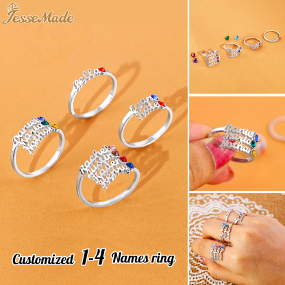 Personalised Birthstone Ring Custom 2 Names Ring Best Gift For Women-Jessemade AU