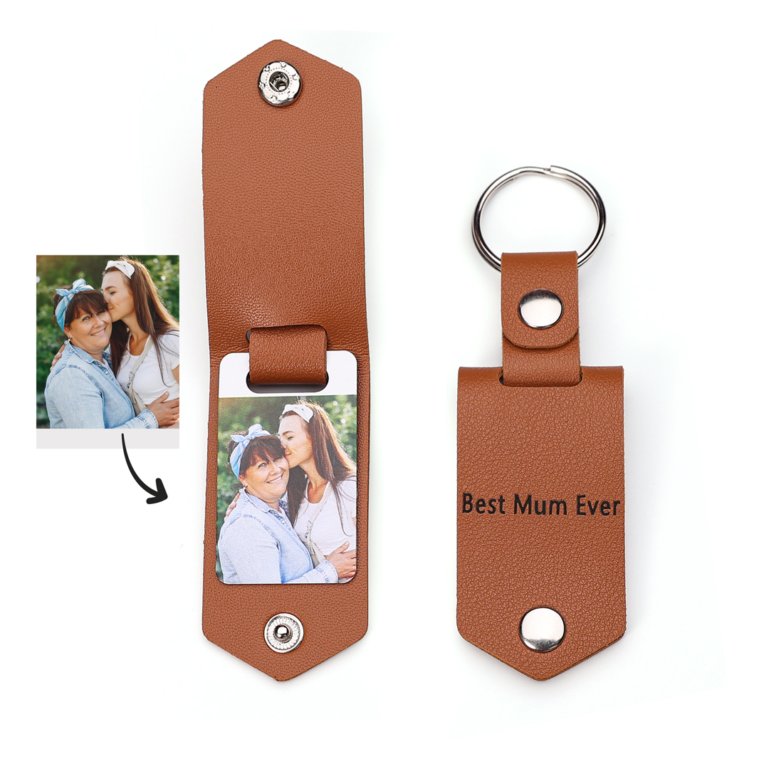Personalised Photo Keychain Custom Text Leather Keyring Couple Keychain Gifts for Him/her-Jessemade AU