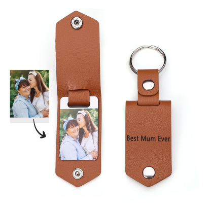 Personalised Photo Keychain Custom Text Leather Keyring Couple Keychain Gifts for Him/her-Jessemade AU