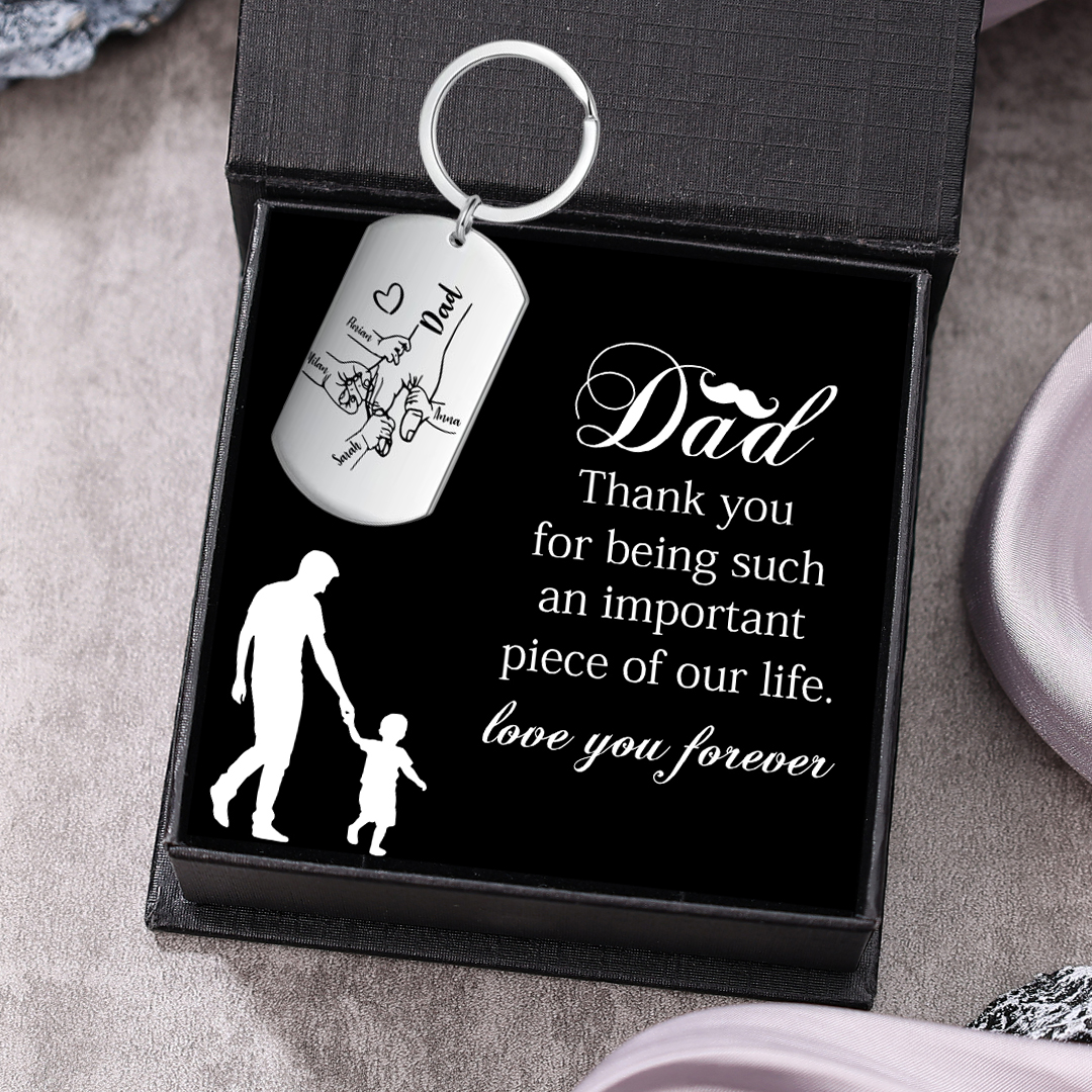 4 Names - Personalised Name Keychain Holding Hands Keychain Father's Day Gifts For Dad-Jessemade AU