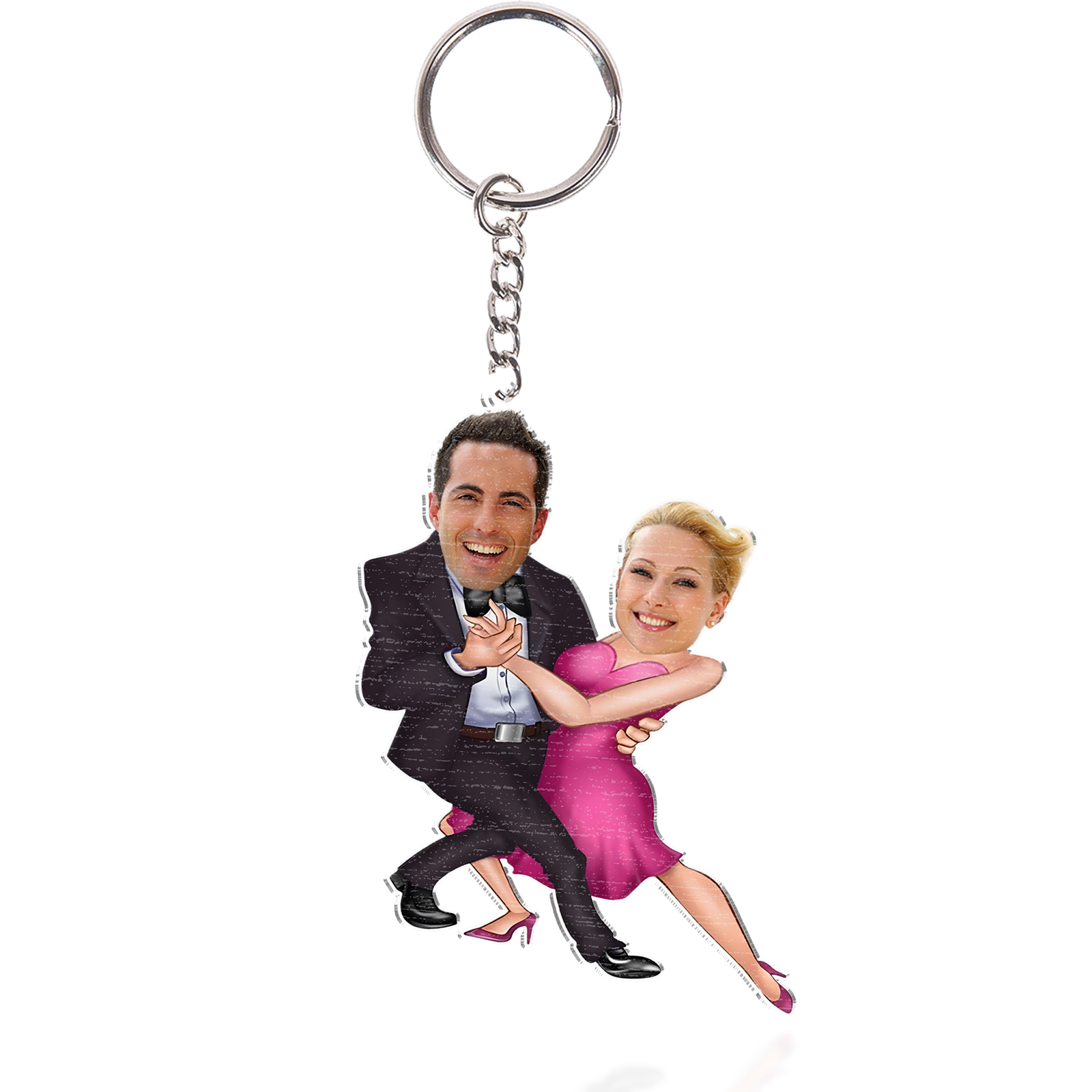 Custom 2 Photos Acrylic Keychain Dancing Couple Hanging Ornament Creative Personalised Gift for Him/Her-Jessemade AU