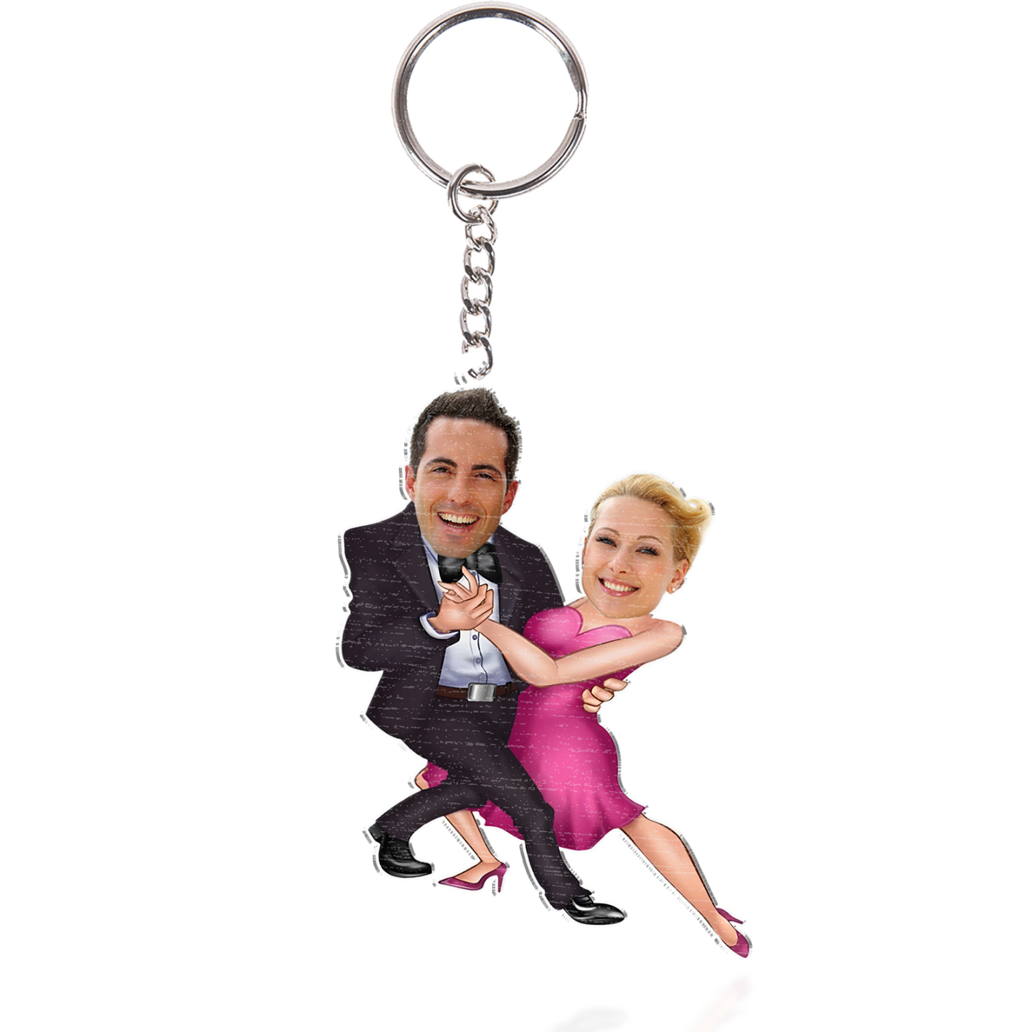 Custom 2 Photos Acrylic Keychain Dancing Couple Hanging Ornament Creative Personalised Gift for Him/Her-Jessemade AU