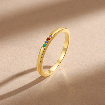 Personalised Women's Ring Custom 4 Birthstones Ring Birthday Gift for Her-Jessemade AU