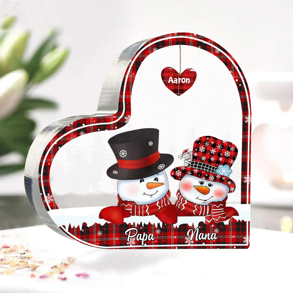 Acrylic Heart Keepsake Customised 3 Names Christmas Snowman Decor Personalised Gifts for Grandma Mum-Jessemade AU