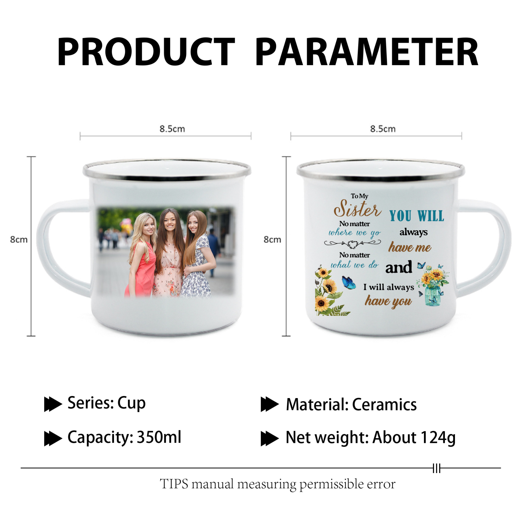 To My Sister Photo Mugs Enamel Sunflowers Cup Personalised Gifts for Sisters - You Will Always Have Me And I Will Always Have You-Jessemade AU