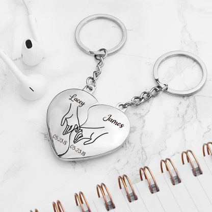 Personalised Couple Keychain Custom 2 Names & Date Keyring Matching Couple Gifts Valentine's Day Gift for Him/Her-Jessemade AU