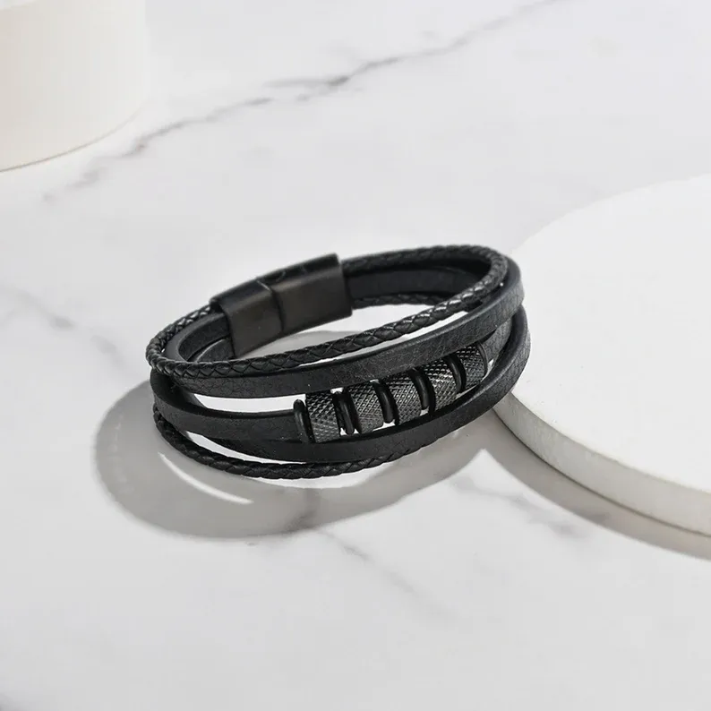 To My Grandson Leather Bracelet "I’ll always be with you" Inspirational Gifts For grandon-Jessemade AU