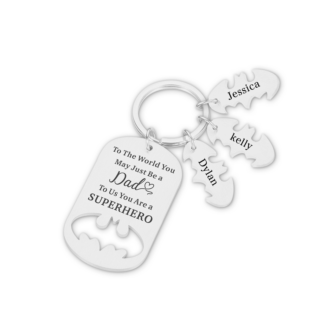 Father Keychain You Are A Superhero Personalised 3 Names Bat Keychain Gifts for Batman Dad-Jessemade AU
