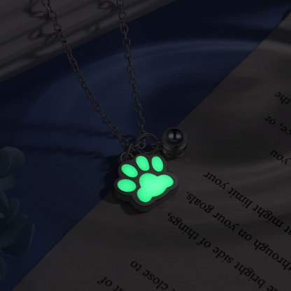 Personalised Dog Paw Pendant Couple Necklace Set Custom Photo Projection Necklace Romantic Gifts For Him/Her-Jessemade AU