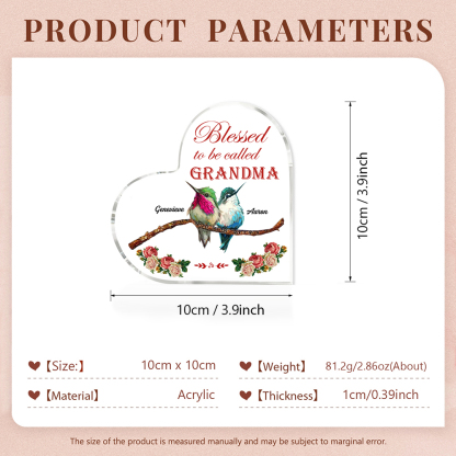 Acrylic Heart Keepsake Custom 3 Names Birds Decor Personalised Gifts for Grandma Mum-Jessemade AU