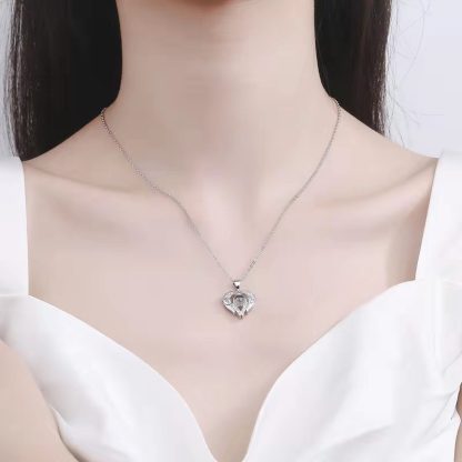 100 Languages Projection Necklace Engraved  " I LOVE YOU" Heart Wings Necklace Valentines Day Gifts For Her-Jessemade AU