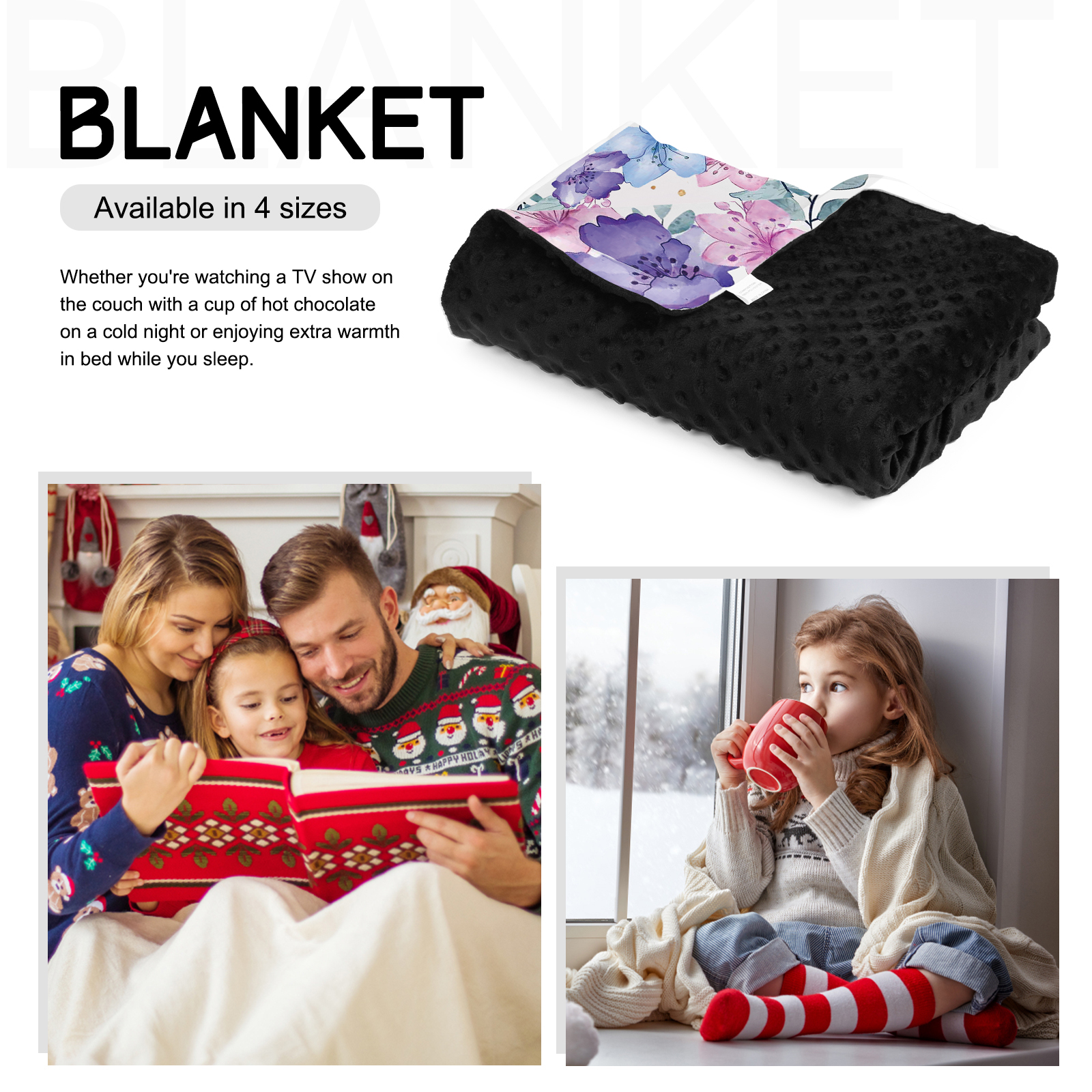 Personalised Flower Unicorn Blanket Custom Name Cute Cartoon Blanket-Jessemade AU